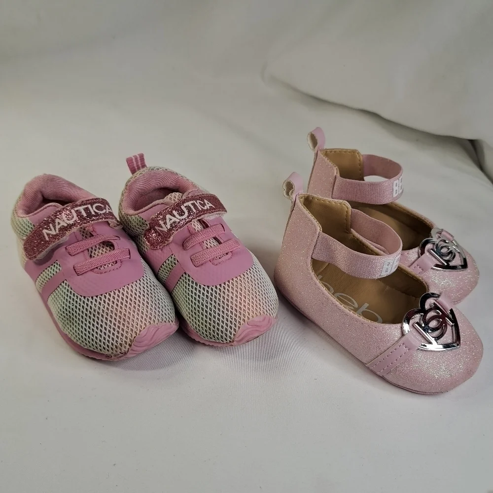 👟bebe & Nautica Pink Infant Shoes Sz 3 & 4